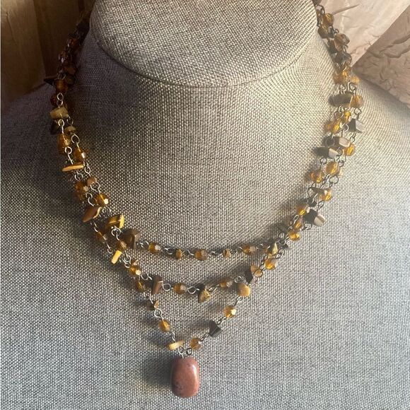 Natural Stone Layered Necklace - Picture 1 of 4
